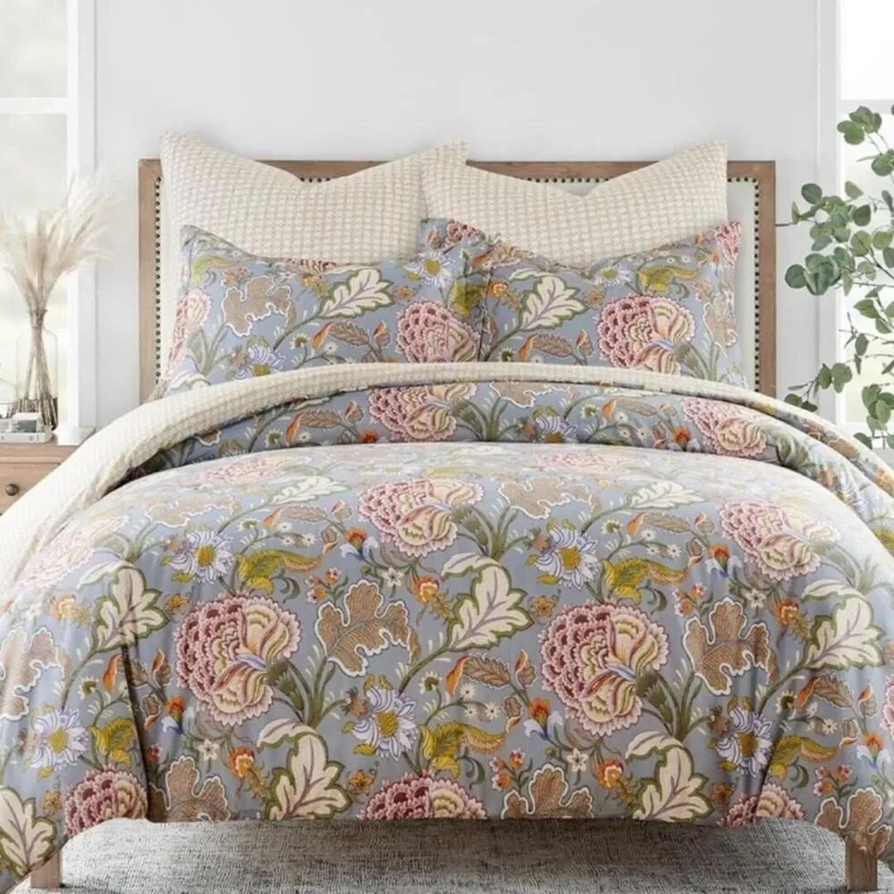 🆕 PB Style Floral Queen Duvet Cover 3 piece Set Cotton Bedding Soft Luxury NEW